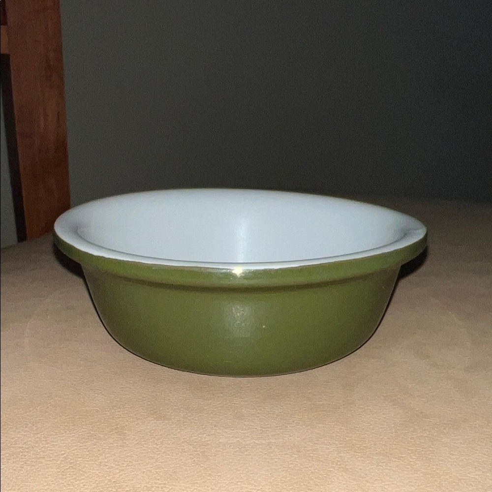 Hall China Small Dish -Green and White VGC